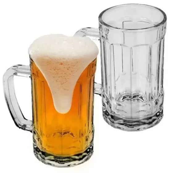 Kit 2 Canecas de Chopp Vidro Reforçado 390ml Clink
