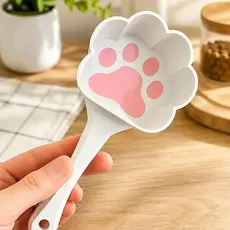 Colher Patinha Para Ração Pet Alimentação Cachorro Gato Branco com Rosa