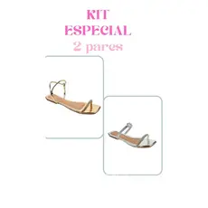 Sandália Rasteira Feminina  Rasteirinha de strass Confortável - Kit 2 unidades