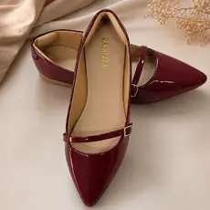 Sapatilha Feminina Bico Fino Verniz Tira Fivela Elegância Conforto Estilo Atemporal Trabalhar Mães
