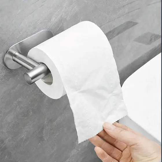 Suporte Porta Papel Higiênico Aço Inox Prateado De Parede Auto Adesivo