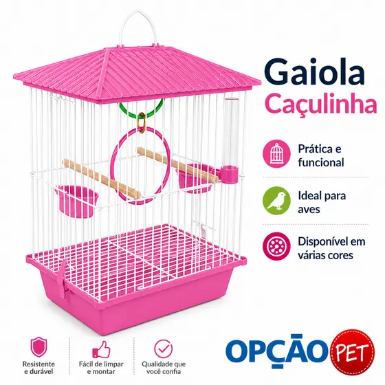 GAIOLA CACULINHA ROSA - OPÇÃO PET