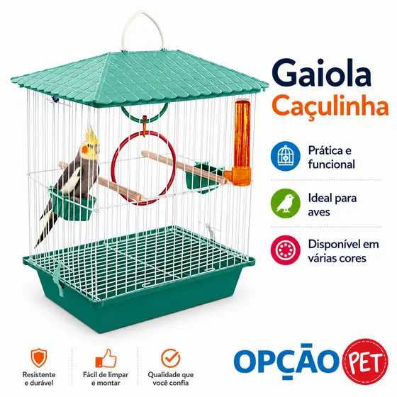 GAIOLA CACULINHA VERDE TIFANNY - OPÇÃO PET