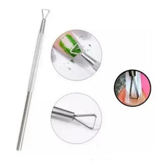 Espatula de Aço Inoxidável Triangular aplicação da fibra de vidrofacilita   nas unhas.