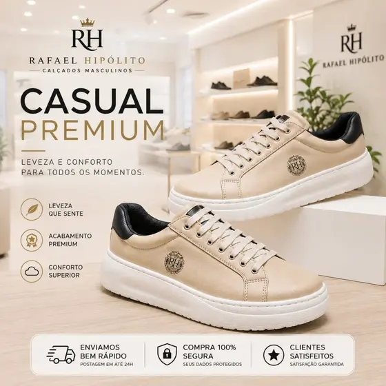 Tênis Masculino Casual  com Solado Branco Conforto Moderno e Elegante