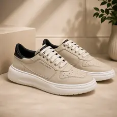 Tênis casual masculino Bege Claro Confortável Leve Macio Elegante Moderno