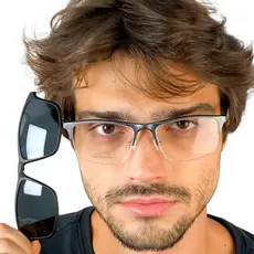 Armação De Óculos Masculino Semi Aro Esportivo Resistente + Clipon
