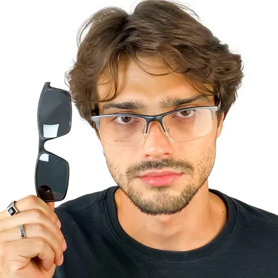 Armação Óculos Grau Masculino De Aluminio Esportivo Meio Aro Fio De Nylon CX010