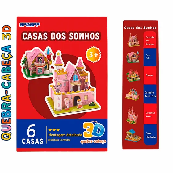 Quebra-Cabeça 3D Para Presente Criança Casinha Miniatura De Montar 3d Castelo De Princesa Infantil CX FECHADO