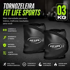 Par Caneleira Tornozeleira de Peso 3kg Fit Life