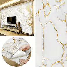 Papel de Parede Adesivo Marmore Dourado EnvelopamentoAutocolante Decoração Marmorizado DOURADO