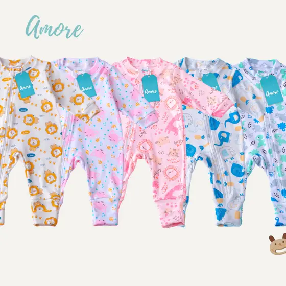 Kit 3 Macacão Infantil Vira Pé Bebê Estampado Menino Menina