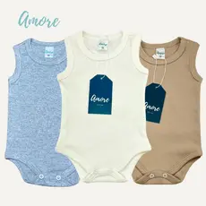 Roupa de Bebê Body Regata Kit com 3 Amore Verão Calor Neutro Fresquinho Menina Menino 100% Algodão