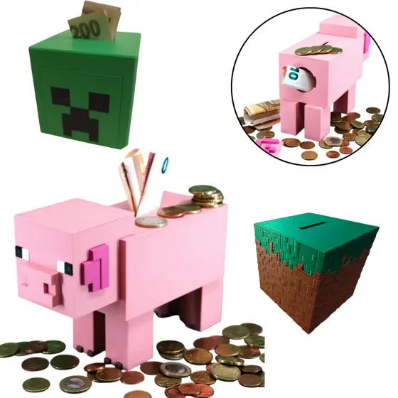 Cofrinho Porquinho, Bloco, Monstrinho, galinha   | Decoração Crianças Quarto Geek