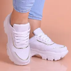 Tenis Feminino Branco Sola Alta Plataforma Tratorada 6cm Confortavel Chunck Búfalo Estilo Chuck Dad