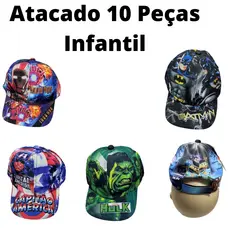 Atacado e Varejo Sublimado Crianças Boné Infantil 10 Peças Lojistas Revenda Personagens Bune Tactel