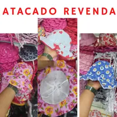 Chapéu Kit 10 com e sem Cordão Elástico De Sol Infantil Feminino De Verão Praia Estampado Liso