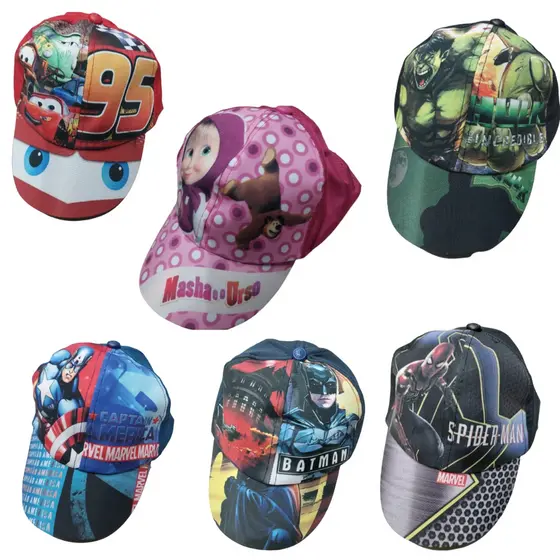 Bone Personagens Infantil Bebe Chapeu Desenhos Animes Metade Silk Velcro Passeios Crianças Varejo  Revenda Tamatico Bune