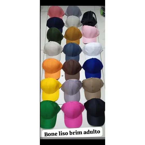 Kit 10 Peças Bone Brin Preto Branco Cores Liso Tecido Para Silcar Bordar Logo Empresas Boné Bune