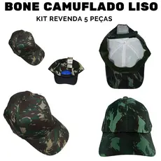 Bone Camuflado Verde Chapeu liso Kit 5 Pecas Militar Selva Parque Lojistas Revenda Bune Tatico Boné