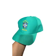 Boné Adulto Aba Curva Bordado Brin Tecido Amarelo Azul Verde Cores Torcer