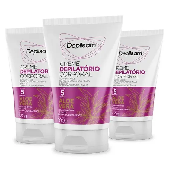 Kit Creme Depilatório Corporal Depilsam Aloe Vera 100G (3 unidades)