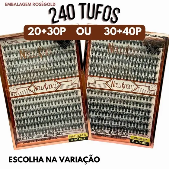 Cílios Postiços New Show Tufos Tufinhos Volume 20P 30P 40P D 9-14 MIX Extensão de Cilios Tufo DIY