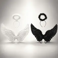 Fantasia de Asa de Anjo 40x60 cm Asas De Penas para Carnaval e Halloween Adulta e Infantil