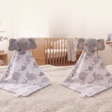 Naninha Para Bebê Com Prendedor De Chupeta Pelúcia Elefante Azul e Rosa Antialérgica Fofinha