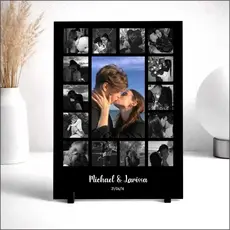 Quadro personalizado com suas 15 Fotos, casal, namoro, familia, amizade, pet com musica e frase