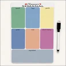 Imã de Geladeira Planner Semanal Magnético com Caneta