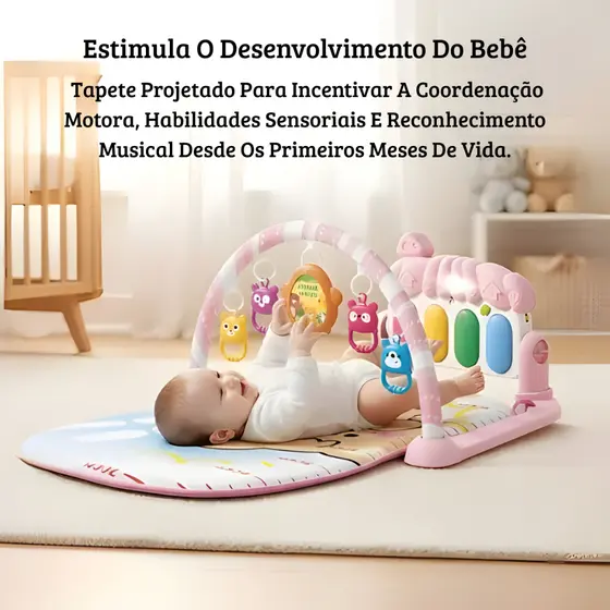 Tapete Bebê de Atividades Musical com Piano Interativo - Rosa