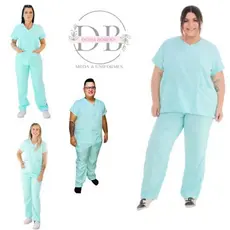 Conjunto de Pijama Scrub Cirúrgico Hospitalar Unissex Gabardine Dona Bordo 10