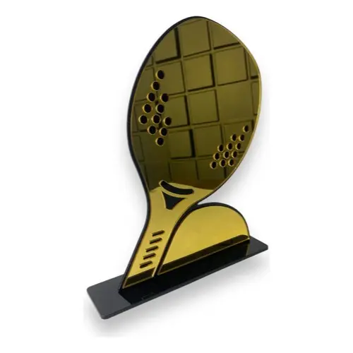 Troféu Beach Tennis Acrílico Preto E Dourado 20x15cm