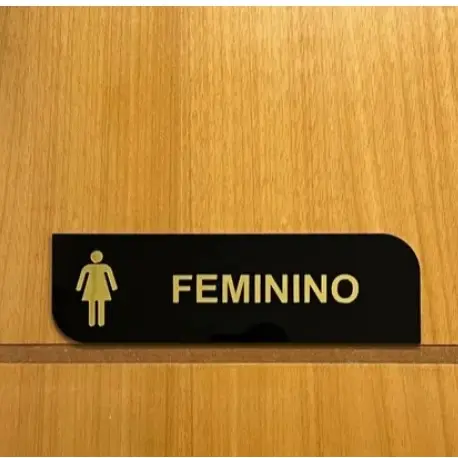 Placa para Identificação Banheiro WC Feminino Masculino Acrílico