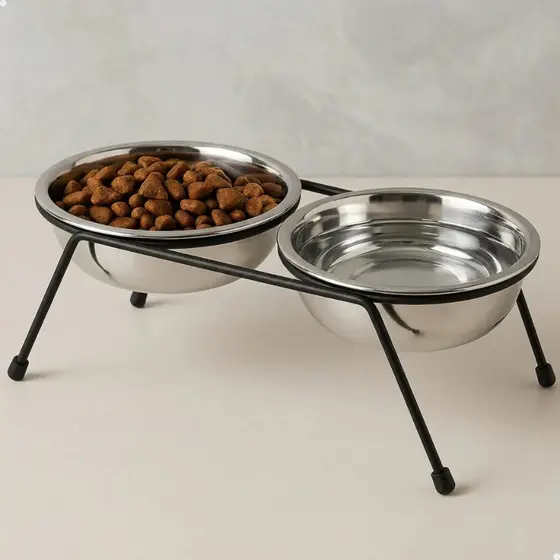 Bebedouro Comedouro Duplo Fixo Elevado Aramado Cachorro Filhotes Gatos 300ML