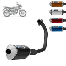 Escapamento Escape Pro Tork Mini 3 Para Moto Honda Titan Ks 125 Fan 2000 A 2008 Curva Preta