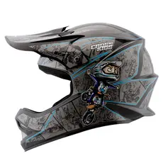 Capacete Motocross Infantil Cartoon Racing Para Criança