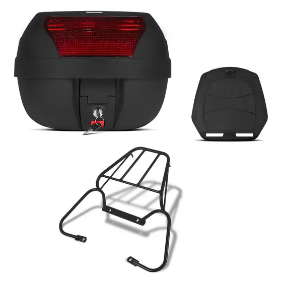 Baú Bauleto 28 Litros Smartbox 2 + Bagageiro Traseiro Sansão NX 400 Falcon 2000 a 2008 Pro Tork