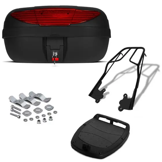 Baú Bauleto 45 Litros Smartbox 2 Motoboy + Bagageiro Sansão Moto CB 300R 2009 a 2015 Pro Tork