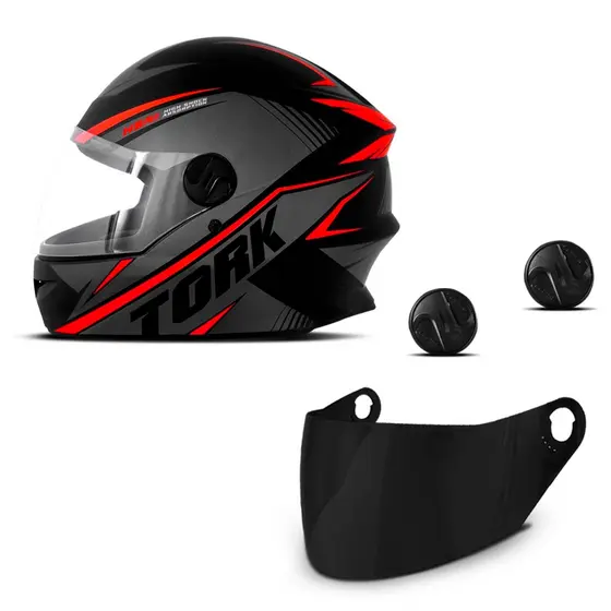 Capacete R8 Fechado Adulto Unissex Pro Tork + Viseira Fumê + Parafuso