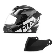 Capacete Moto Fechado Masculino e Feminino Mixs Mx2 Storm Brilhante Viseira Cristal + Viseira Fumê