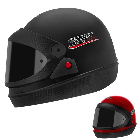 Capacete Automático Feminino Masculino Fechado Pro Tork Sport Moto Classic Viseira Fumê Preto Fosco