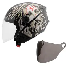 Capacete Aberto New Liberty Three Jesus Cristo Pro Tork Com Viseira Fumê