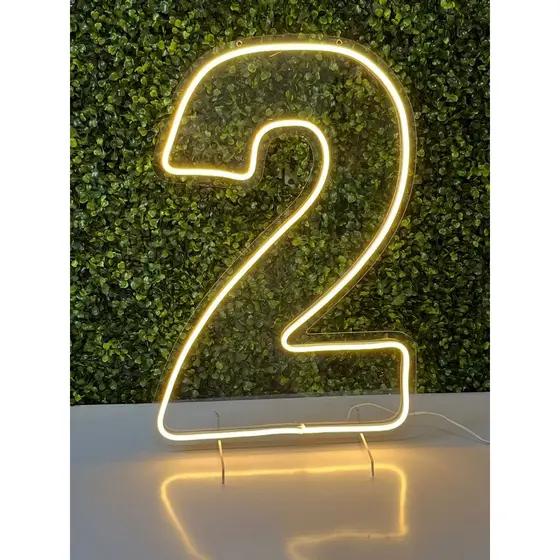 Número 2 Quente ou Frio 50cm Painel, Neon Led, Decoração