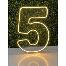 Número 5 Quente ou Frio 50cm Painel, Neon Led, Decoração