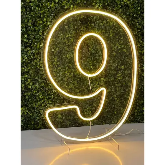 Número 9 Quente ou Frio 50cm Painel, Neon Led, Decoração