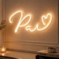 Painel Neon Led Pai Dia dos Pais Letreiro luminoso Presente Pai Branco Quente