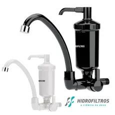 Torneira com Filtro Purificador de Parede para Cozinha com Bica Móvel Hidrofiltros Preta / Branca