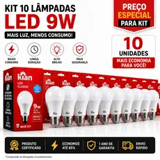 Kit Lampadas Led 9w Branco Frio/Branco Morno 6500k/3000k Bivolt Economica